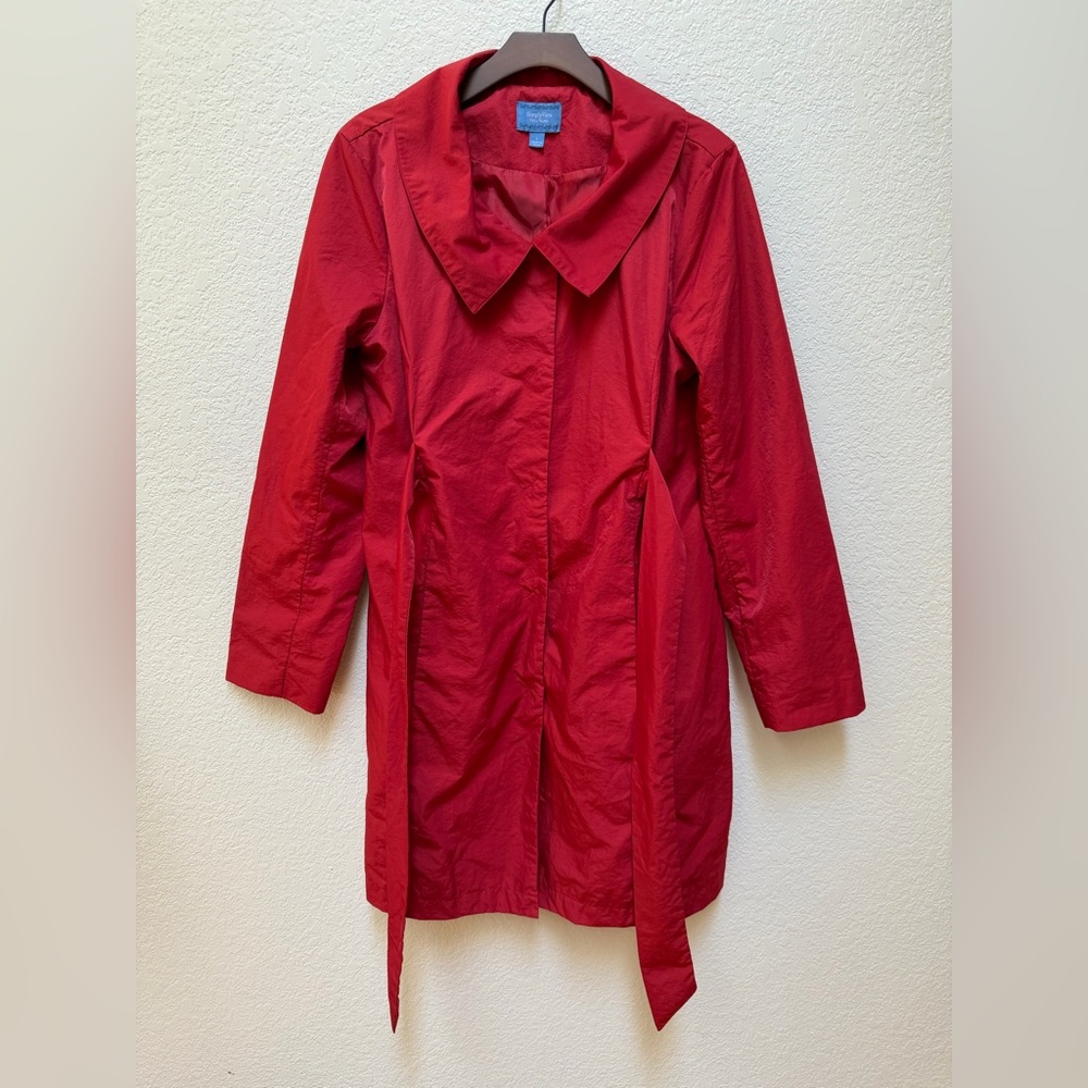 Simply Vera Vera Wang Red Trench Coat Tie Waist Jacket L